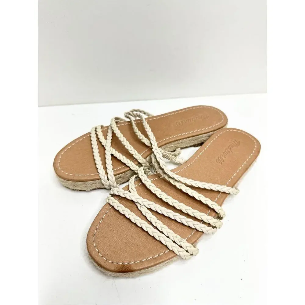 Madewell Sandals Womens Size 7 Braided Leather Espadrille Slip‎ On Slide Shoes